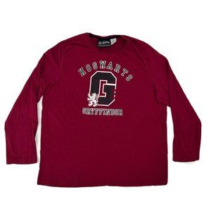 Harry Potter Shirt Men's XL‎ Burgundy Hogwarts Gryffindor Lion Crest Long Sleeve